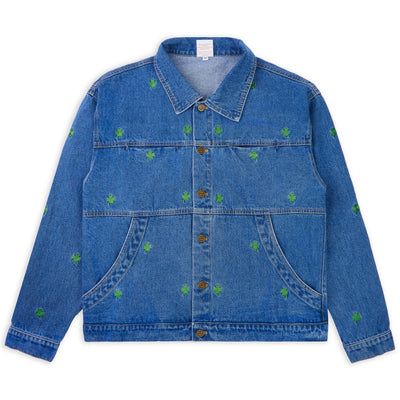 Lucky Clover Embroidery Denim Jacket