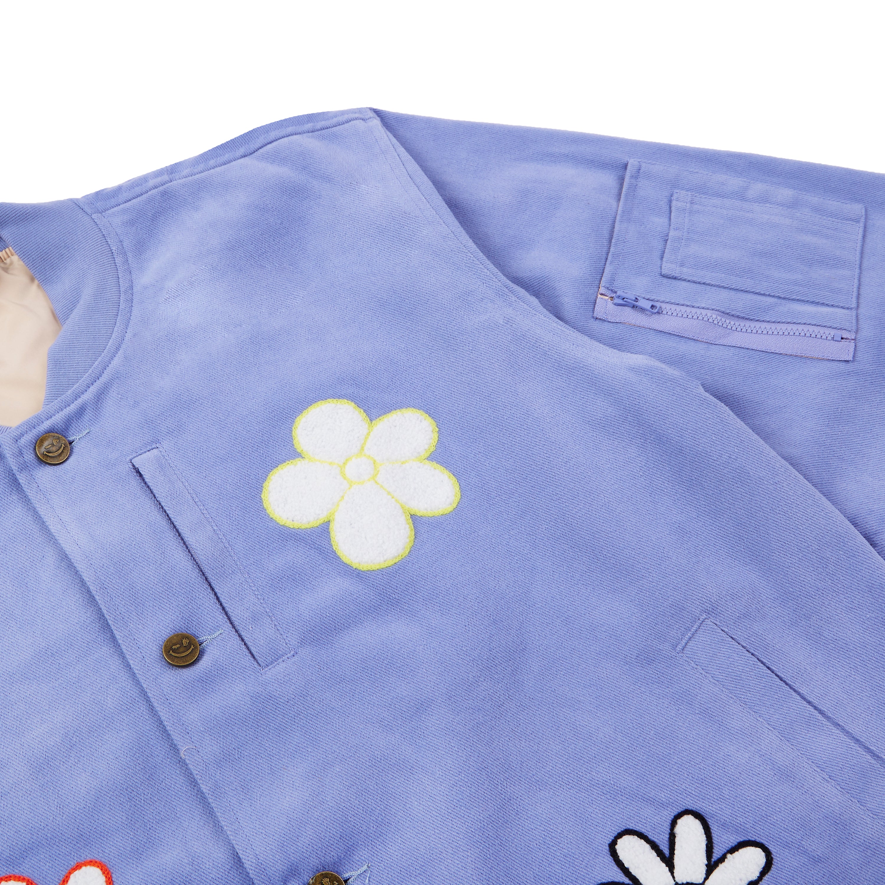 Blue Flower Chenille Bomber