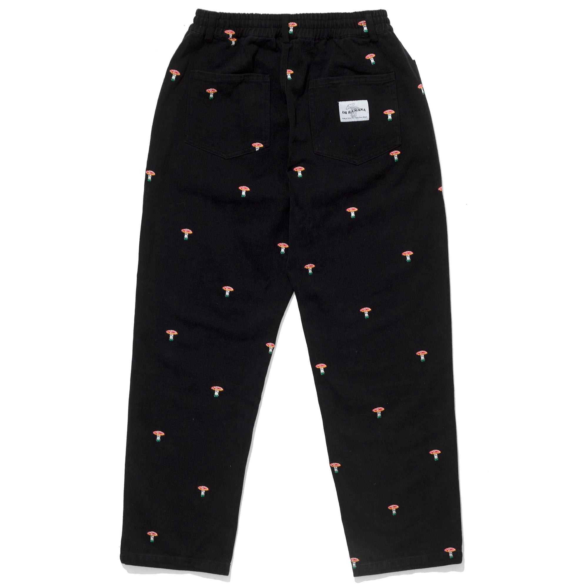 Black Mushroom Embroidery Trousers